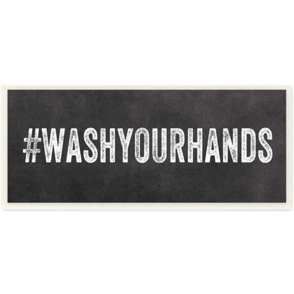 #WashYourHands Wall Sign Black & White Home Decor Farmhouse Bathroom Decoration - Picture 1 of 10